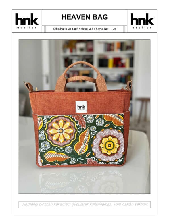 Heaven Bag dikiş kalıbı pdf dijital ürün HNK Atelier 30x25x12 cm