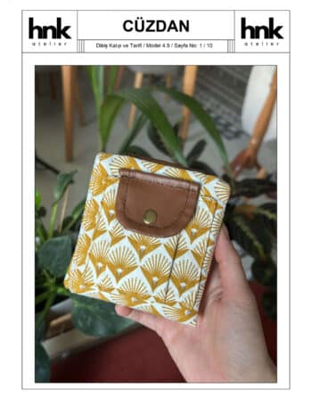Cüzdan dikiş kalıbı PDF dijital ürün 11x9x3 cm HNK Atelier