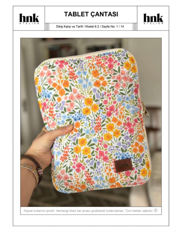 Tablet kitap düzenleyici dikiş kalıbı pdf dijital ürün HNK Atelier