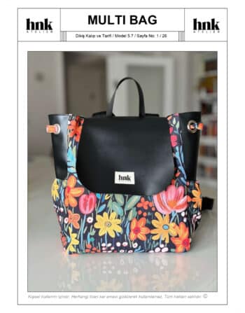 Multi bag dikiş kalıbı pdf dijital ürün çok amaçlı çanta HNK Atelier