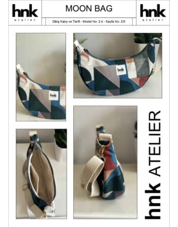 Moon bag dikiş kalıbı pdf dijital ürün HNK Atelier yarım ay çanta