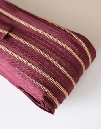 Gold Metal Dişli Bordo Fermuar - Görsel 2