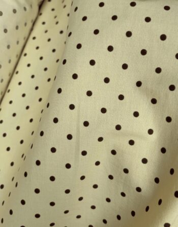 Puantiyeli Likralı Poplin Kumaş – Tereyağ Sarısı & Kahve