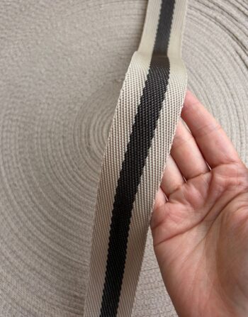  4 cm Polyester Kolon Kahverengi Çizgili – Profesyonel Çanta Sapı ve Askı Malzemesi
