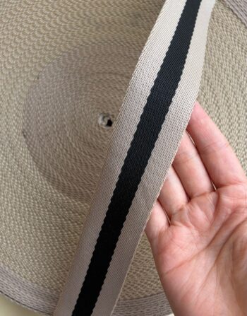  4 cm Polyester Kolon Siyah Çizgili– Profesyonel Çanta Sapı ve Askı Malzemesi