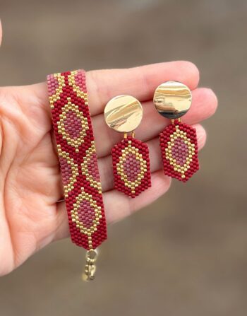 Geometrik Desenli Miyuki Set