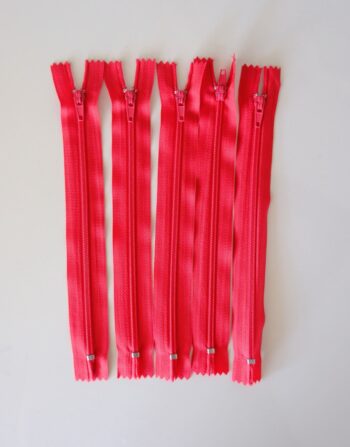 5’li 18 cm Hazır Fermuar Kırmızı- Cüzdan / Makyaj Çantası / Pantalon Fermuarı
