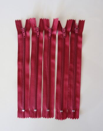5’li 18 cm Hazır Fermuar Bordo- Cüzdan / Makyaj Çantası / Pantalon Fermuarı