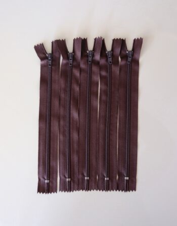 5’li 18 cm Hazır Fermuar Kahverengi - Cüzdan / Makyaj Çantası / Pantalon Fermuarı