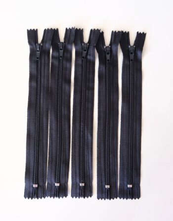 5’li 18 cm Hazır Fermuar Siyah - Cüzdan / Makyaj Çantası / Pantalon Fermuarı