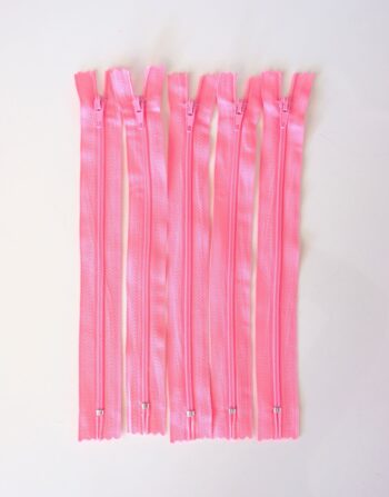 5’li 18 cm Hazır Fermuar Pembe - Cüzdan / Makyaj Çantası / Pantalon Fermuarı