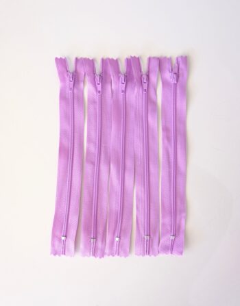 5’li 18 cm Hazır Fermuar Lila - Cüzdan / Makyaj Çantası / Pantalon Fermuarı