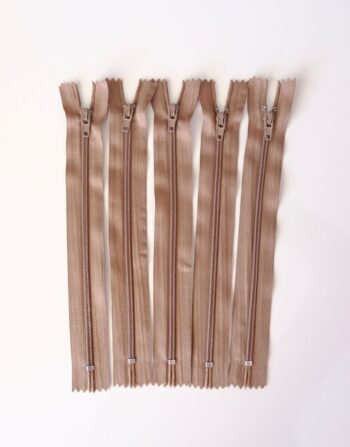 5’li 18 cm Hazır Fermuar Vizon- Cüzdan / Makyaj Çantası / Pantalon Fermuarı